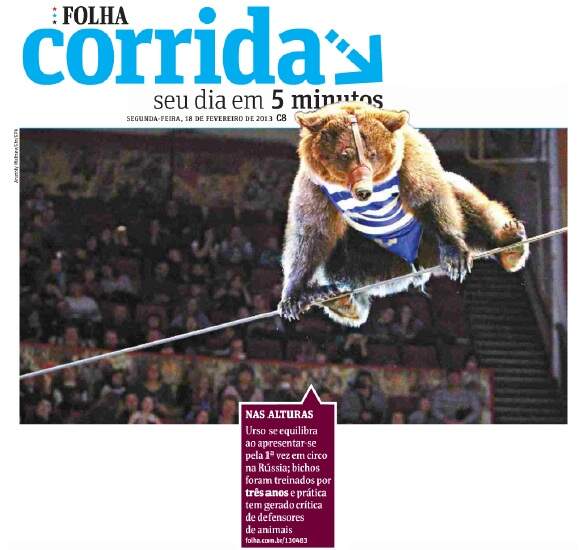 Folha de S. Paulo publica foto de “urso equilibrista”